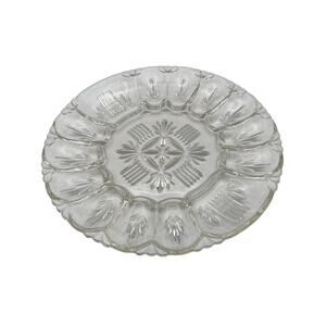 Beautiful VTG Deviled Egg Appetizer Glass Platter (Federal Glass Georgetown?)